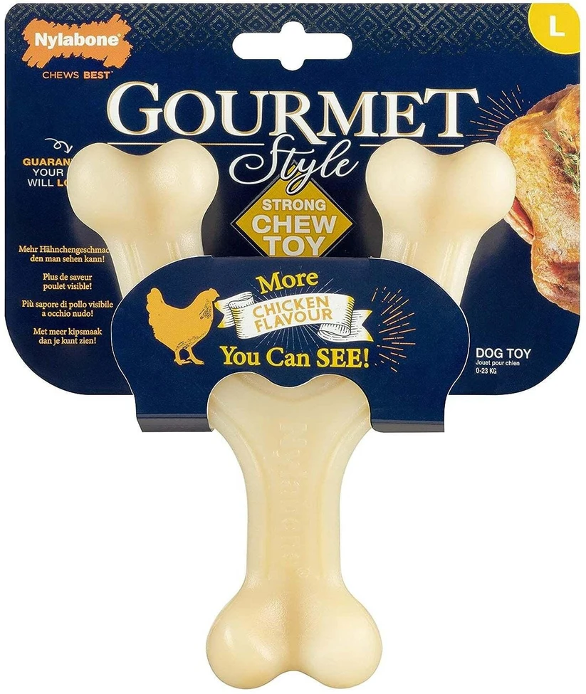 Nylabone Gourmet Wishbone Vištienos kramtukas – tvirtas šunų žaislas su intensyviu vištienos skoniu, mažas dydis