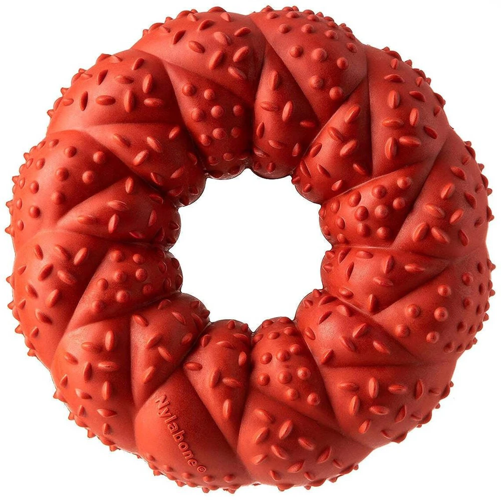 Nylabone pintas žiedas kramtomasis žaislas – tvirta guma, jautienos aromatas, 9,6 cm patvarus dizainas