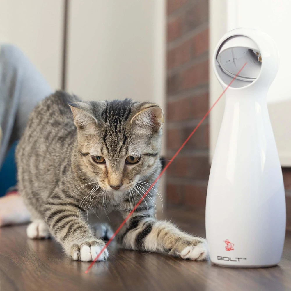 Flamingo PetSafe Bolt automatinis lazerinis žibintuvėlis – interaktyvus katės žaislas su rankiniu ir automatiniu režimais