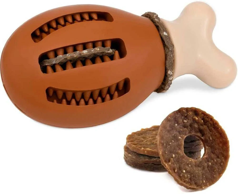 PetSafe Busy Buddy Chompin' Chicken šunų kramtomasis žaislas – Vištienos kojelės formos, mažas/vidutinis, patvarus dizainas