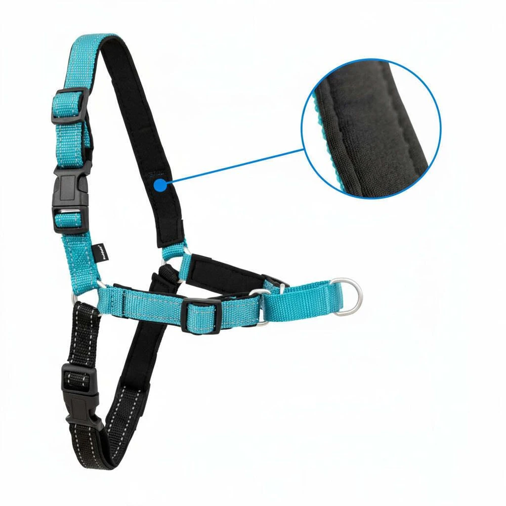 PetSafe Easy Walk Deluxe pavadėlis – švelnus juodas ir mėlynas šuns pavadėlis su pavadėliu, vidutinio dydžio