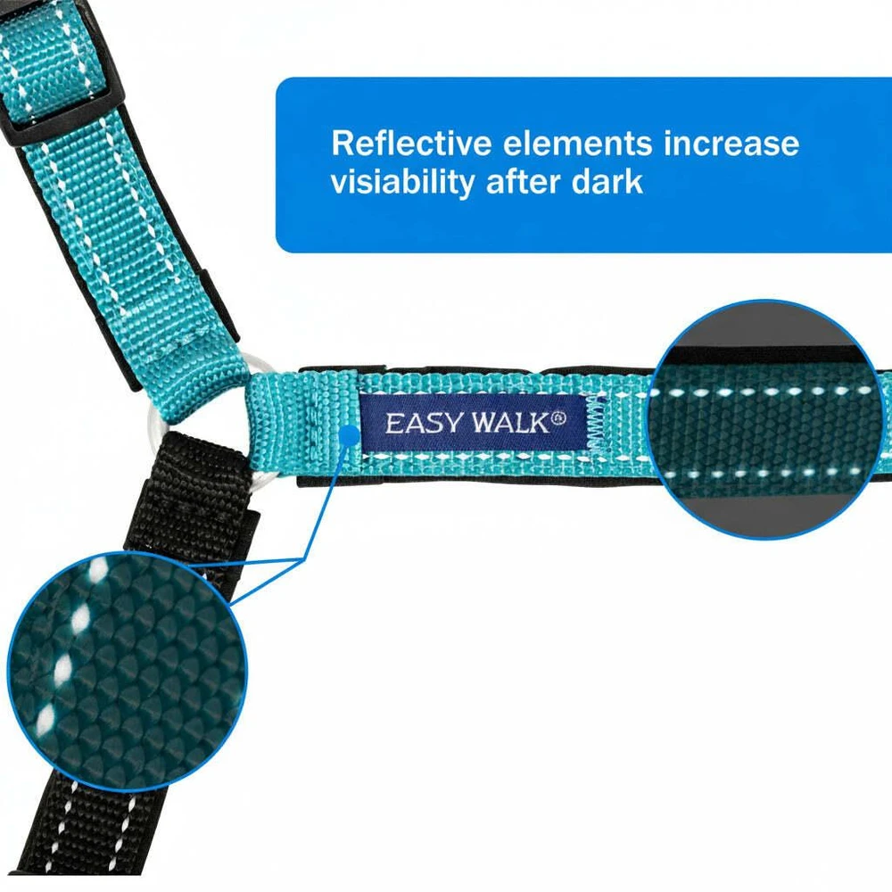 PetSafe Easy Walk Deluxe pavadėlis – švelnus juodas ir mėlynas šuns pavadėlis su pavadėliu, vidutinio dydžio