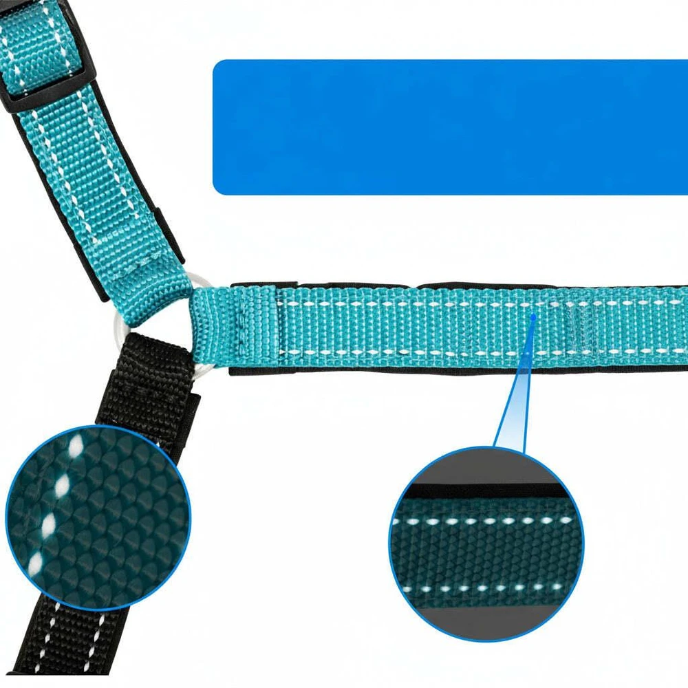 PetSafe Easy Walk Deluxe pavadėlis – švelnus juodas ir mėlynas šuns pavadėlis su pavadėliu, vidutinio dydžio