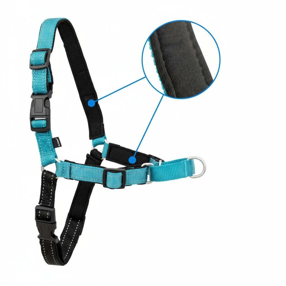 PetSafe Easy Walk Deluxe pavadėlis – švelnus juodas ir mėlynas šuns pavadėlis su pavadėliu, vidutinio dydžio
