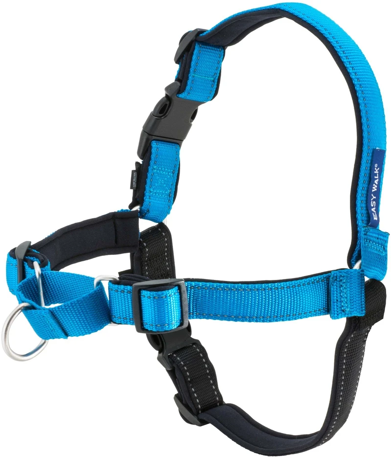PetSafe Easy Walk Deluxe pavadėlis – švelnus juodas ir mėlynas šuns pavadėlis su pavadėliu, vidutinio dydžio