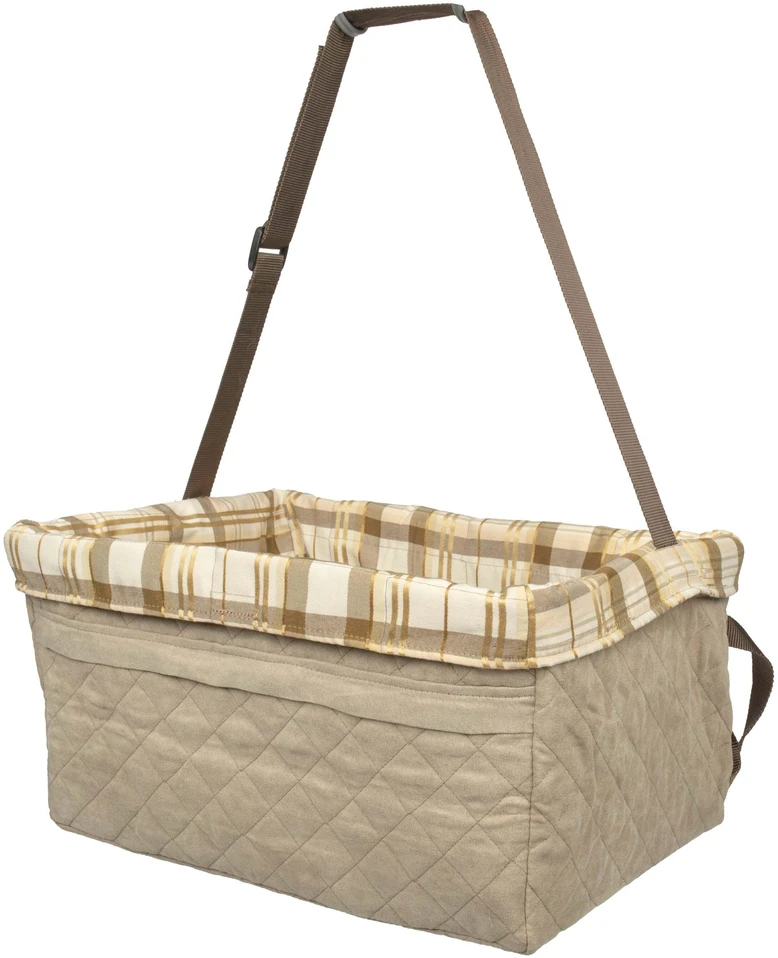 PetSafe Happy Ride Booster Seat Tan – Vidutinio dydžio, saugi paaukštinta automobilinė kėdutė smėlio spalvos