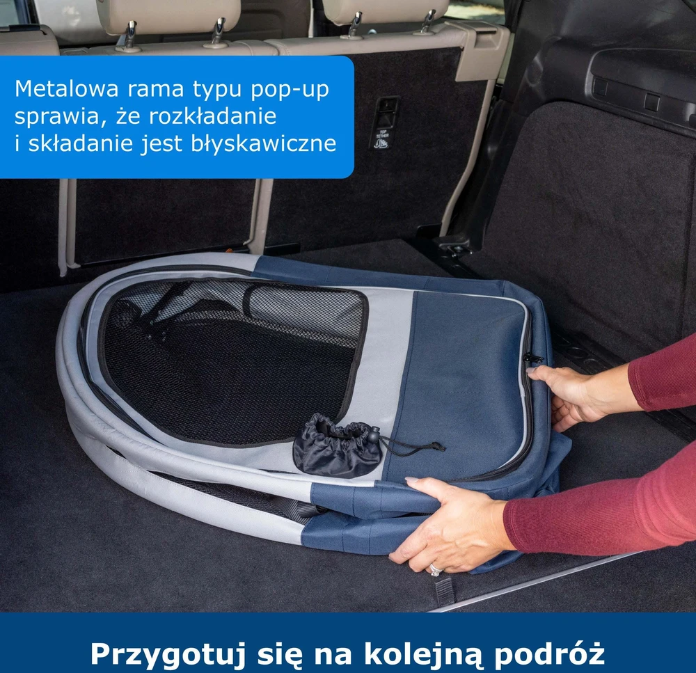 PetSafe Happy Ride sulankstamas kelioninis transportavimo dėklas – didelė automobilinė kėdutė, lengvas dizainas, iki 27 kg