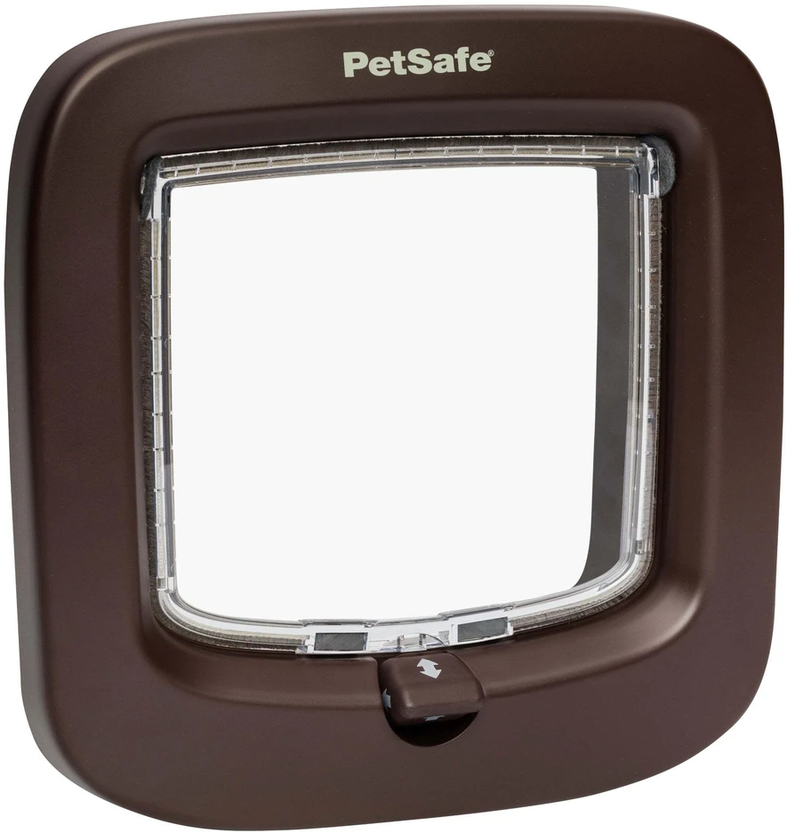 PetSafe katės durelės su rankiniu užraktu – baltos, suŷ integruotu tuneliu ir saugiu užraktu