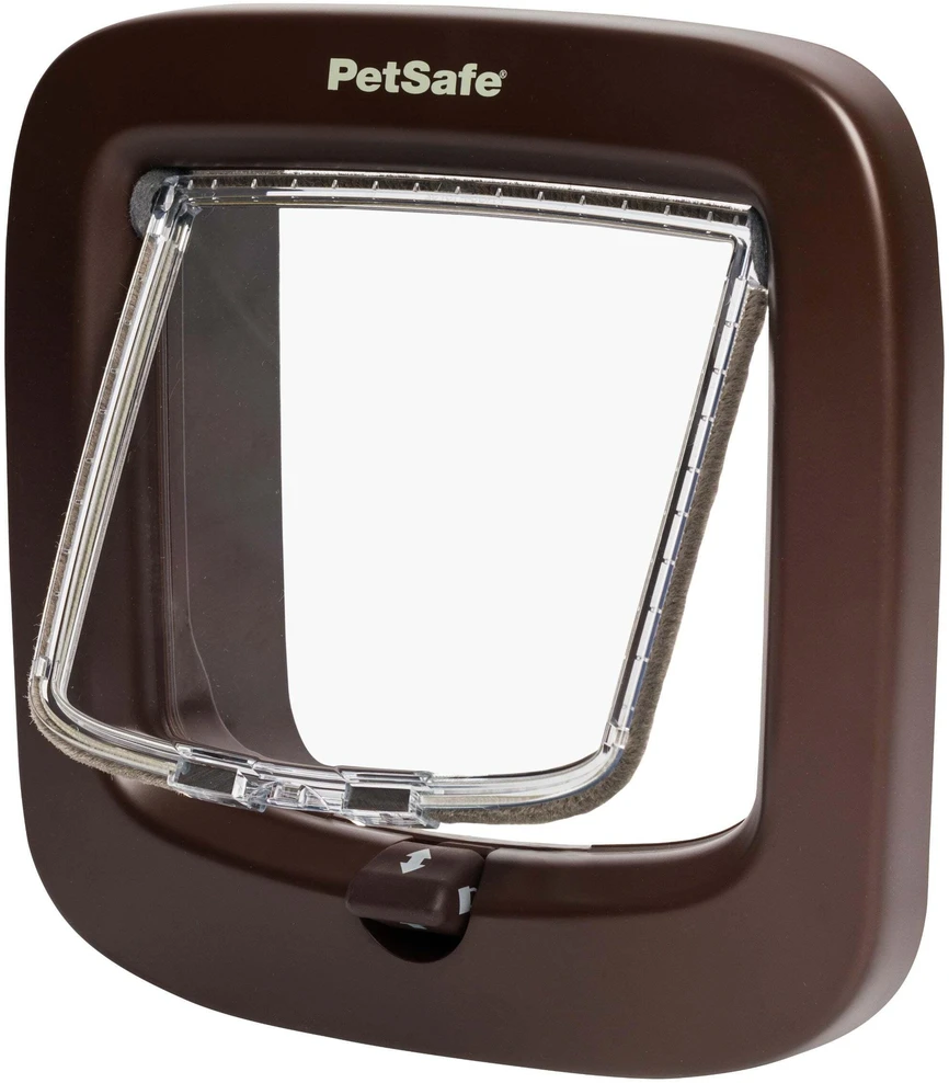 PetSafe katės durelės su rankiniu užraktu – baltos, suŷ integruotu tuneliu ir saugiu užraktu