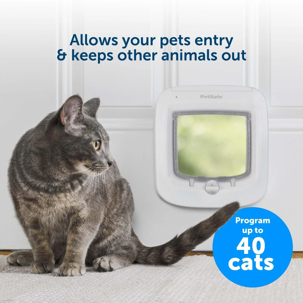 „PetSafe“ mikroschemų katės durelės – automatinis ir rankinis įėjimas, saugios baltos durys