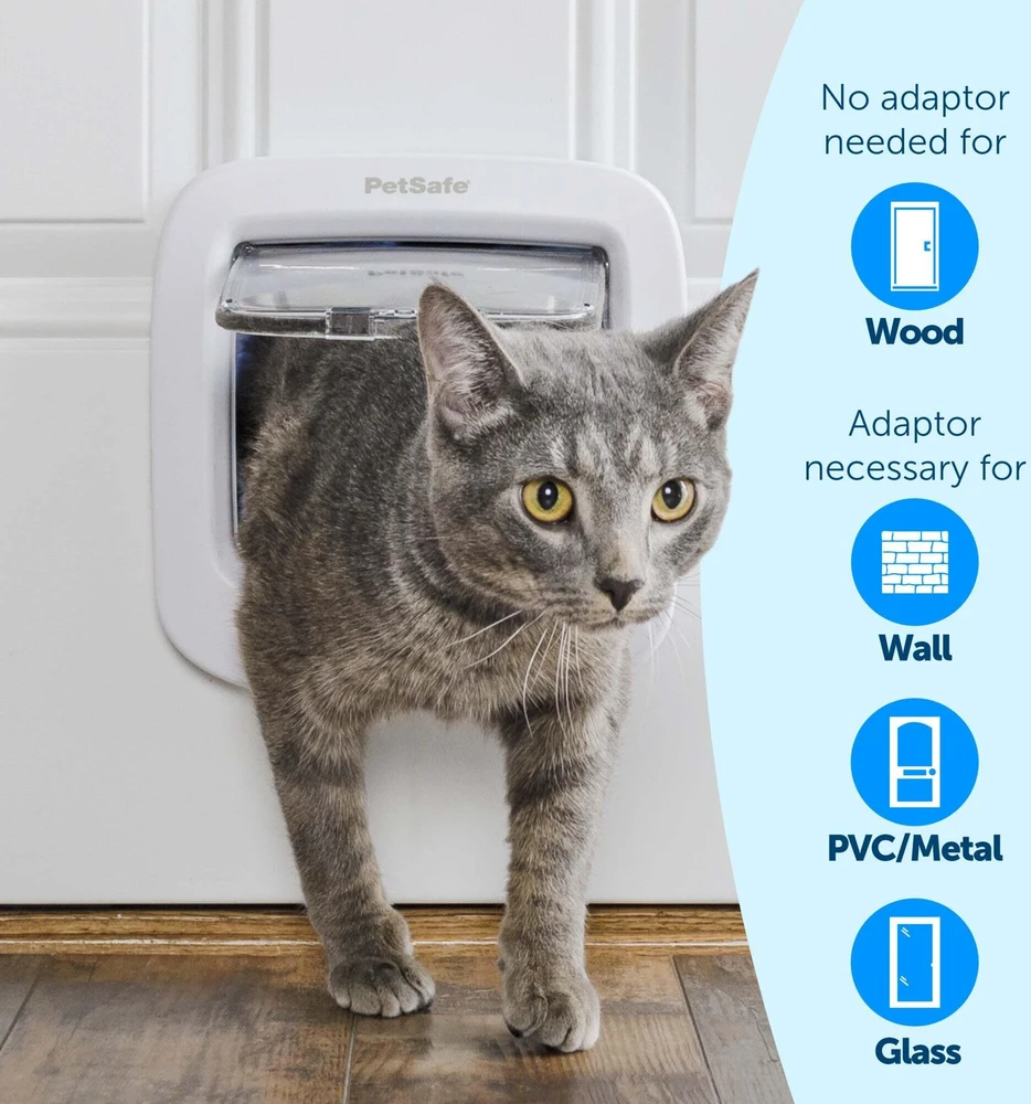 „PetSafe“ mikroschemų katės durelės – automatinis ir rankinis įėjimas, saugios baltos durys