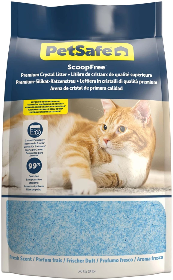PetSafe Scoop Free Premium Crystal Litter 3.6kg – Silikono, Aglomeruojanti, Kvapo neutralizavimo formulė
