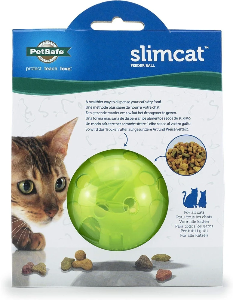 „PetSafe SlimCat“ interaktyvus ėdalo dozatorius – šviesiai rožinis kačių skanėstų ir ėdalo dozatorius, lėtesnio valgymo skatinimui