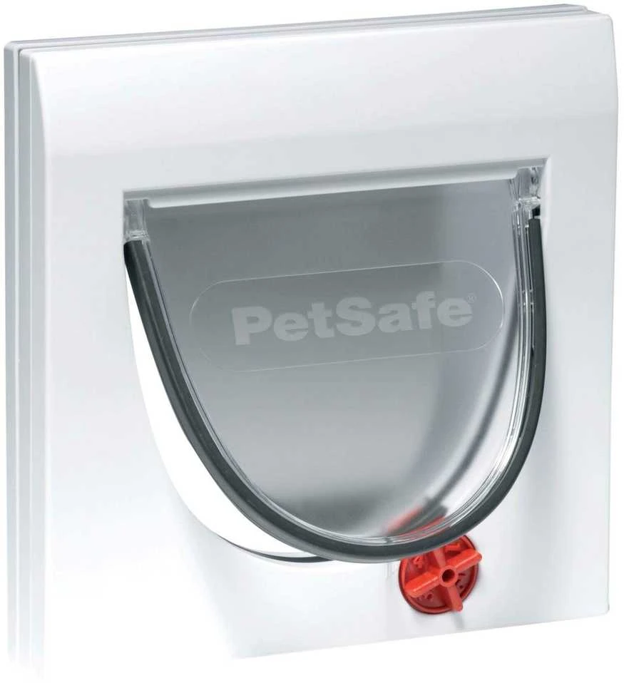 PetSafe Staywell Classic katės durelės su tuneliu – baltos, su 4 krypčių užraktu, universali prieigos sprendimas