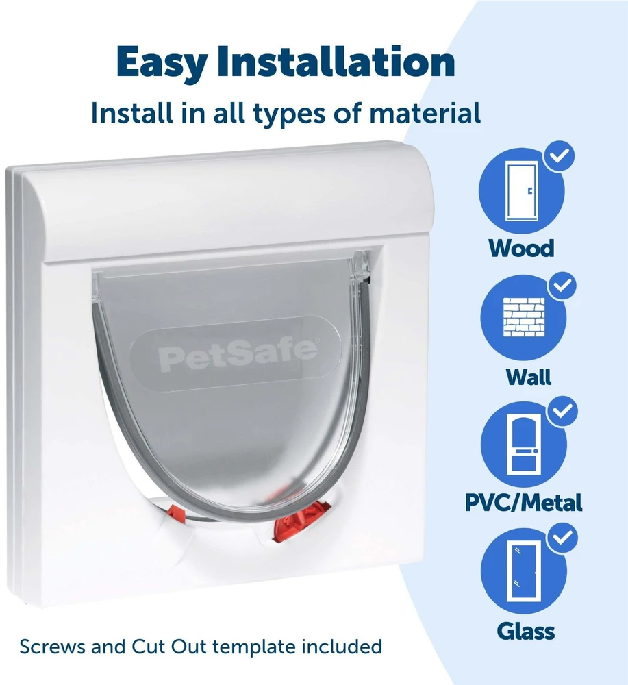 PetSafe Staywell durelės su keturių padėčių magnetinių užraktu katėms baltos