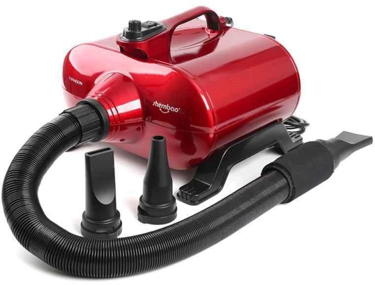 Shernbao Typhoon Raudona džiovintuvas 3000W – Stalinis džiovintuvas su dviem varikliais, didelis oro srautas 150 L/s, galingas našumas