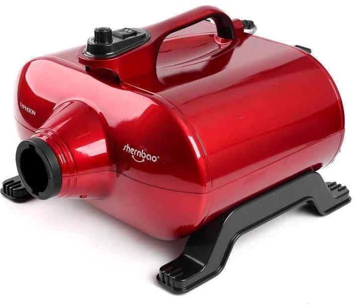 Shernbao Typhoon Raudona džiovintuvas 3000W – Stalinis džiovintuvas su dviem varikliais, didelis oro srautas 150 L/s, galingas našumas