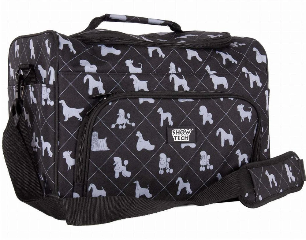 Show Tech Deluxe Grooming Bag – Erdvus audinio organizatorius su šunų veislių atspaudu, 40x26x28cm