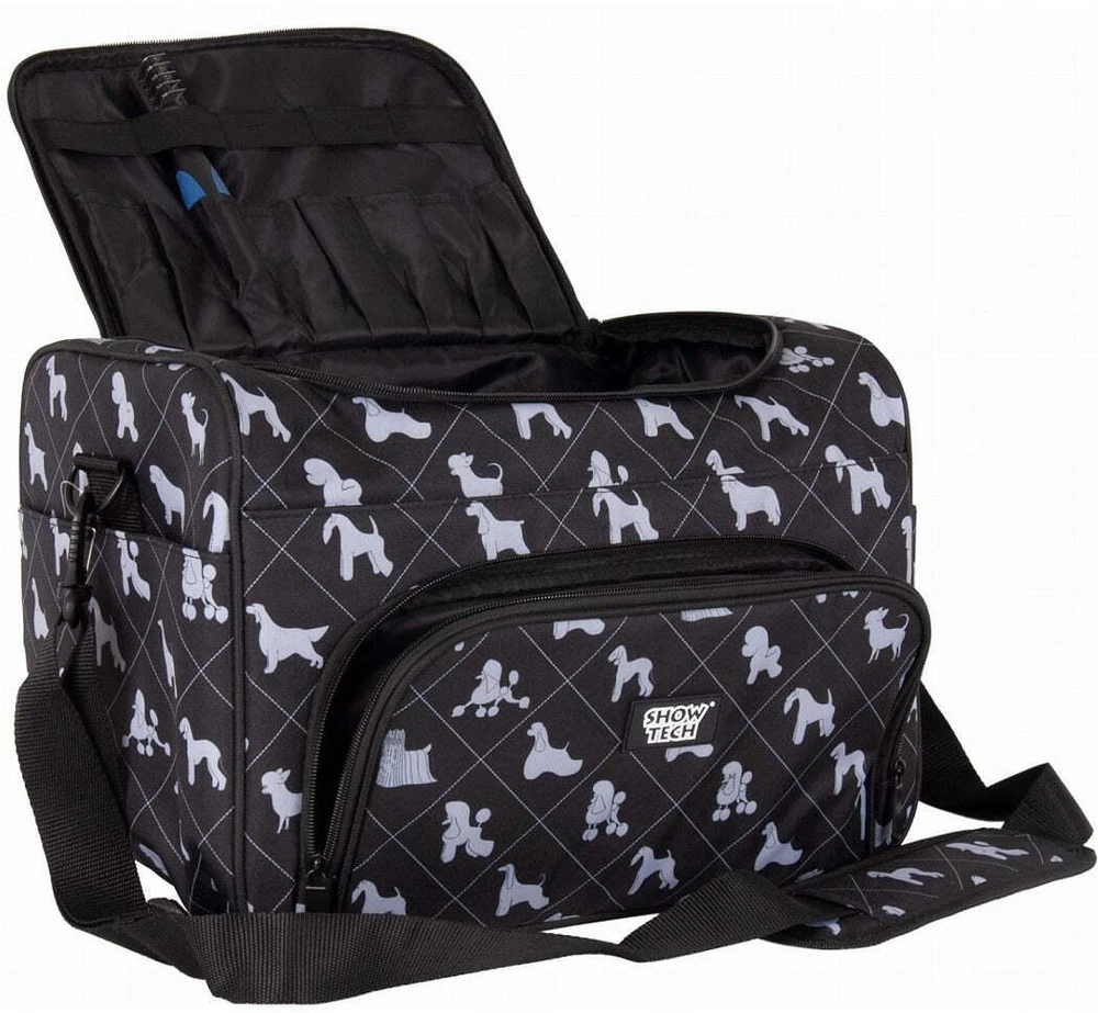 Show Tech Deluxe Grooming Bag – Erdvus audinio organizatorius su šunų veislių atspaudu, 40x26x28cm