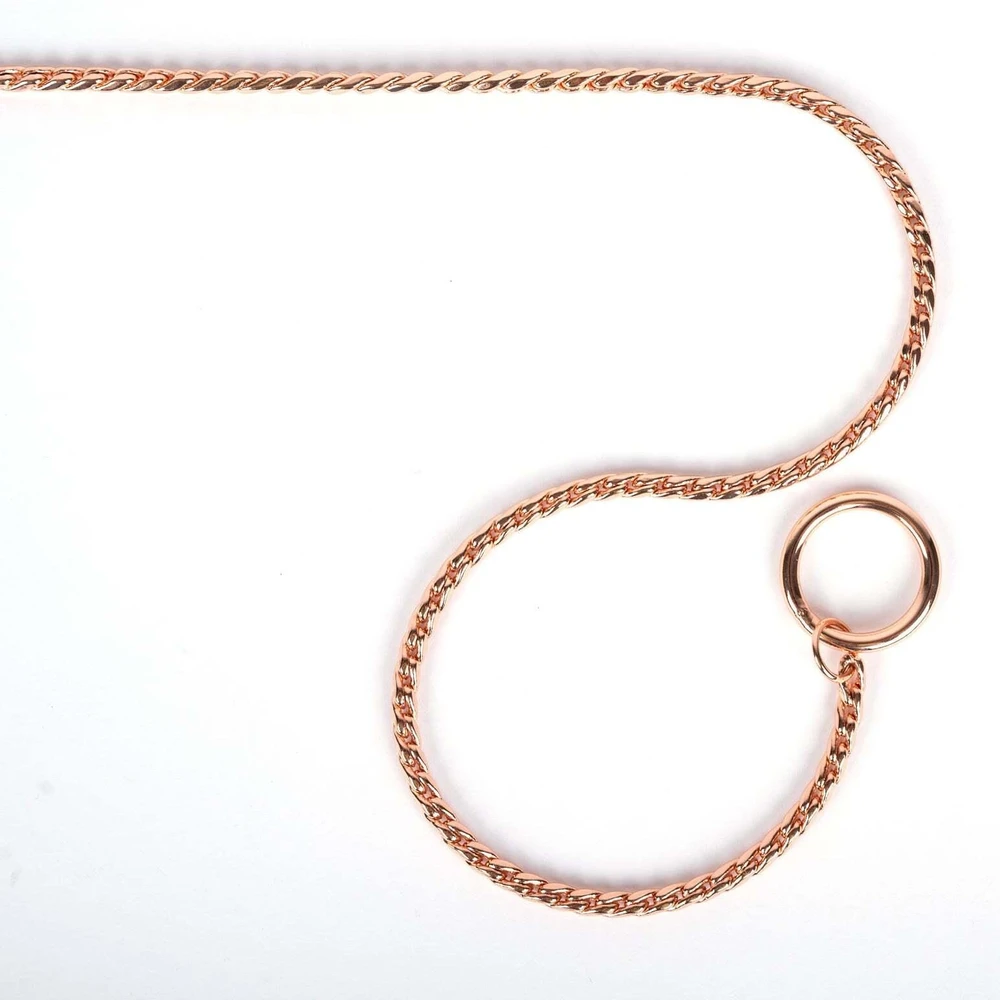 „Show Tech“ Elegantiška metalinė parodos grandinė – 25 cm ilgio, 2,5 mm pločio, rožinio aukso apdaila
