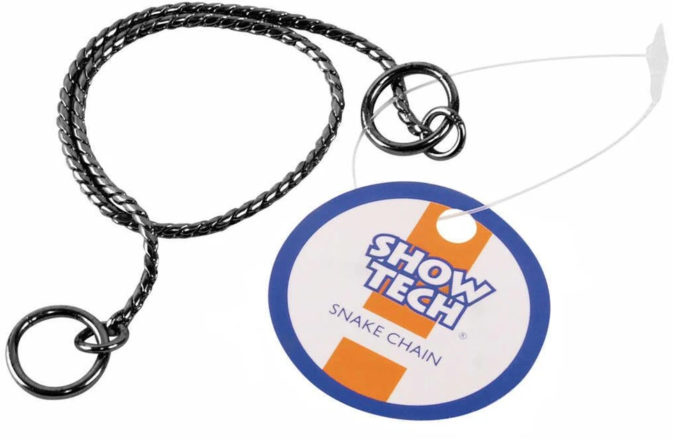 Show Tech Elegantiškas metalinis antkaklis šuniui – parodinis dydis 30cm x 2,5mm, antracito apdaila