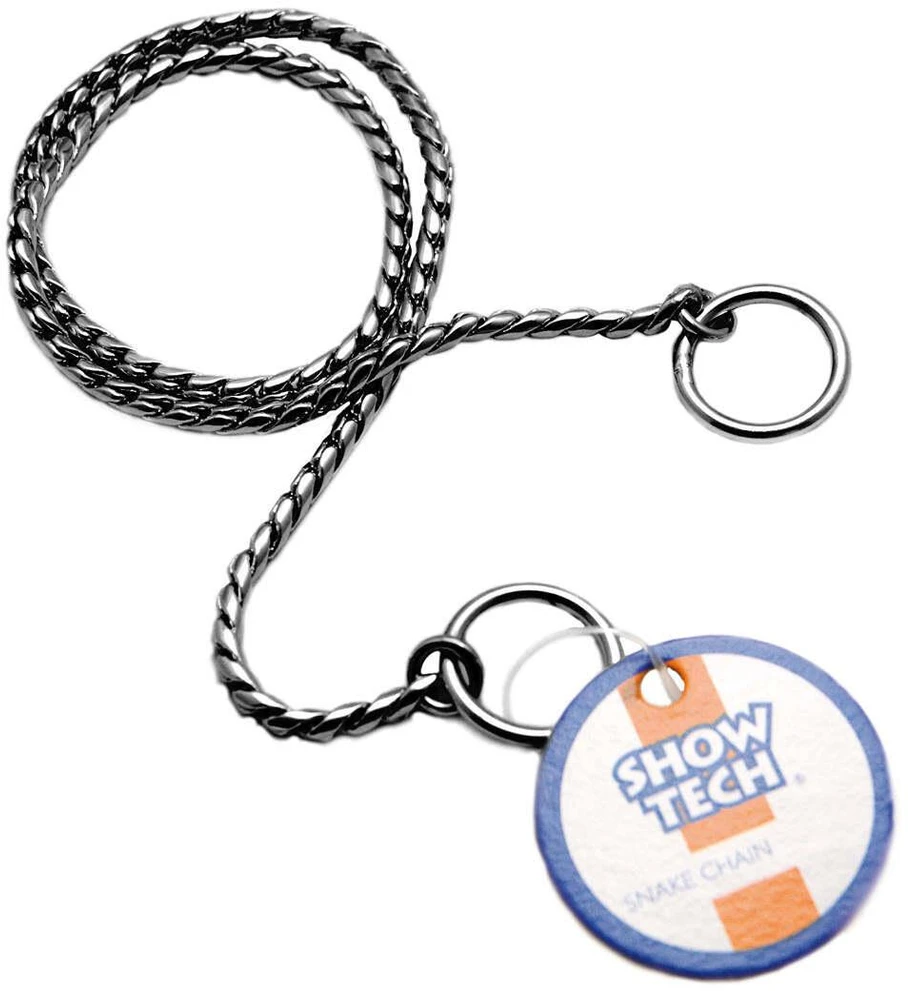 Show Tech Elegantiškas metalinis antkaklis šuniui – parodinis dydis 30cm x 2,5mm, antracito apdaila