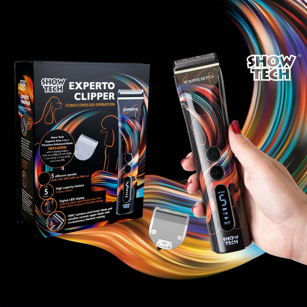 Show Tech Experto belaidės kirpimo mašinėlės – 5 greičių reguliuojamas ašmenys, lengvas profesionalus priežiūros įrankis