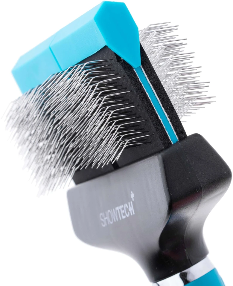 Show Tech Flex Groom Profesionali Slicker šepetys – dvipusis, tvirtas, lanksti galvutė, didelis dydis