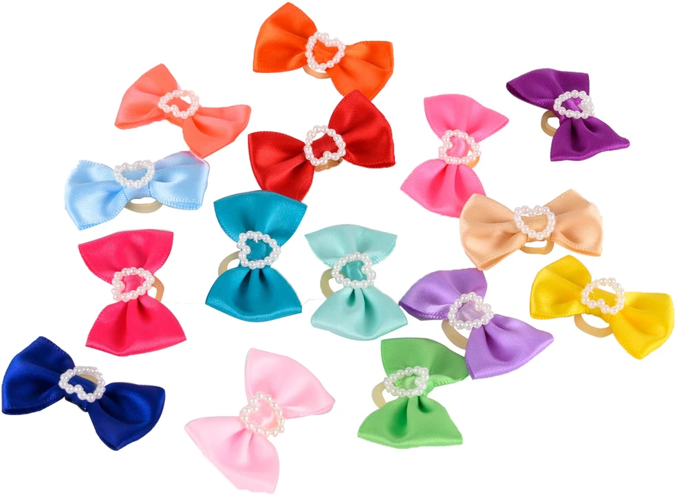 Show Tech Grooming Bows – Rankų darbo Elastingas Dekoratyvinis Rinkinys, 50 Vnt.