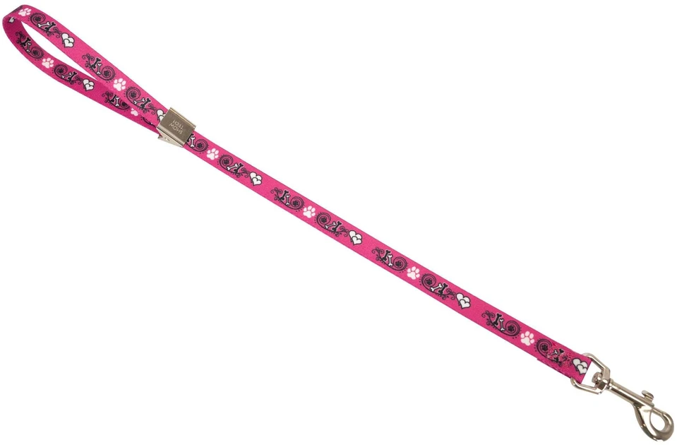 Show Tech Grooming Noose Pawprint Rožinė – Patvarus 53cm pavadėlis su smagiu letenėlių ir kaulų dizainu