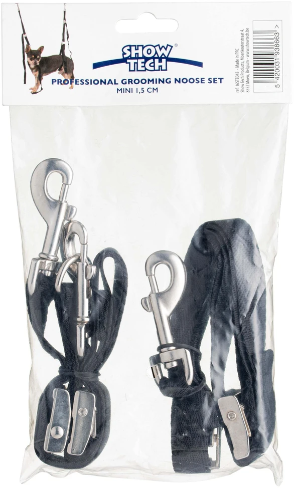 Show Tech Grooming Noose Set Mini – Reguliuojamos nailoninės pavadėliai, 1,5 cm pločio, saugiai priglundantis