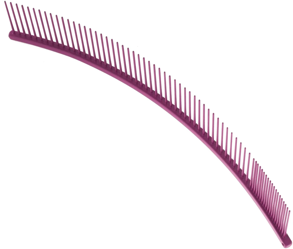 Show Tech lenkta šukų šukelės 25cm – lengvas violetinis apdailos įrankis su skirtingu dantukų tarpeliu