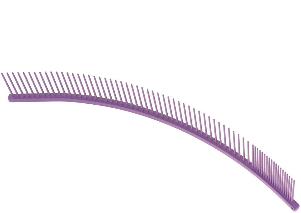 Show Tech lenkta šukų šukelės 25cm – lengvas violetinis apdailos įrankis su skirtingu dantukų tarpeliu