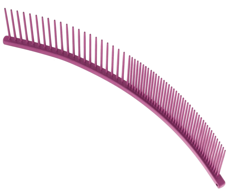 Show Tech lenktas apdailos šukos 19cm – mišrios dantukų atstumas, ergonomiškas violetinis dizainas