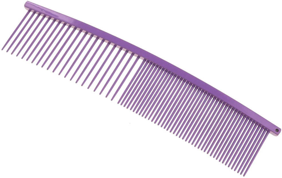 Show Tech lenktas apdailos šukos 19cm – mišrios dantukų atstumas, ergonomiškas violetinis dizainas