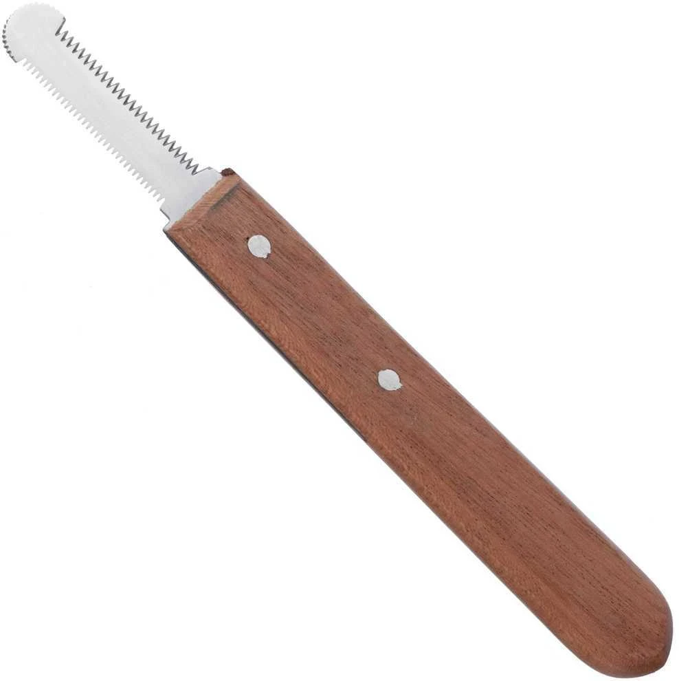„Show Tech“ Trio-Trim Stripping peilis – 3 viename, medinė rankena, nuo vidutinio iki itin smulkaus dantuko