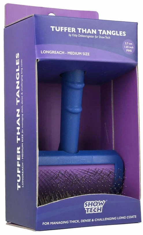 Show Tech Tuffer Than Tangles Longreach šepetėlis – vidutinio ilgio šunų šepetėlis, ergonomiško dizaino