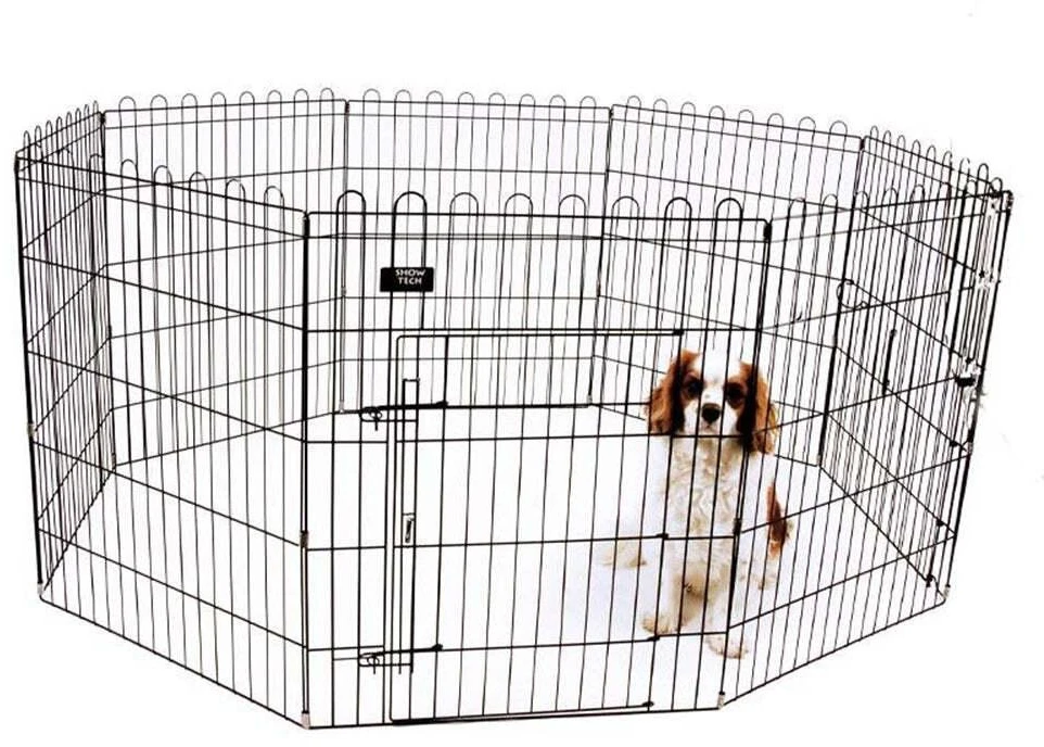 „Show Tech X Pen Metal Puppy Playpen“ – 8 skydelių šunų aptvaras, 76 cm aukščio, patvarus dizainas