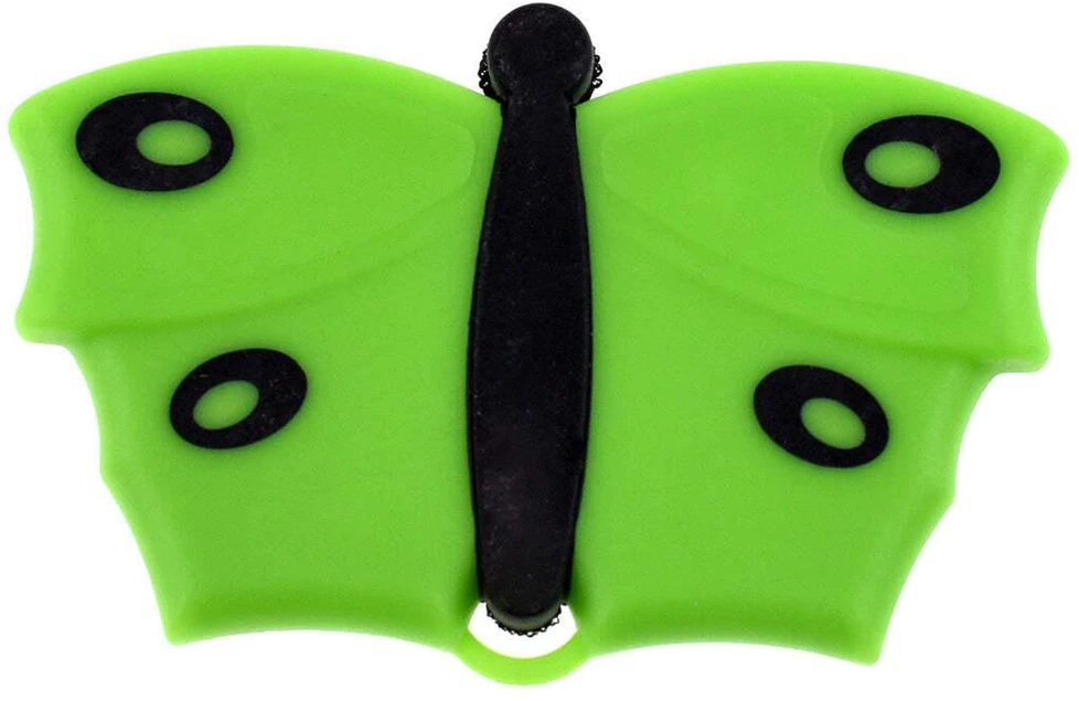 V7 Mini Butterfly teptukų šepetėlis – kompaktiškas rožinis pūkų valiklis su švelniais šereliais, ergonomišku dizainu
