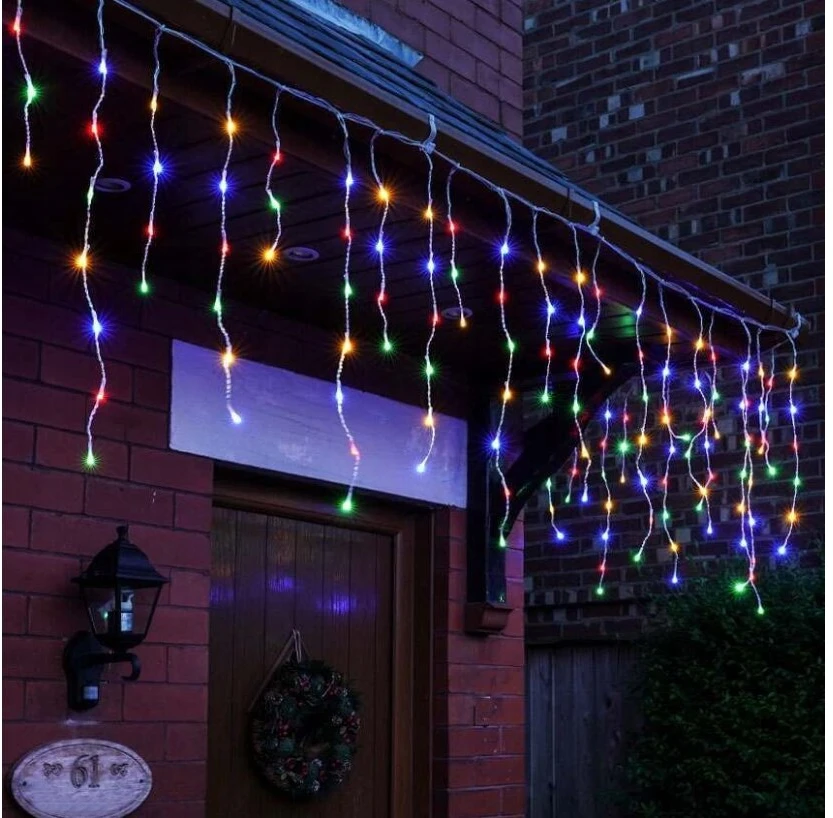 100 LED 4 metrai lempučių lauko girlianda varvekliai su baltu laidu, įvairių spalvų flash