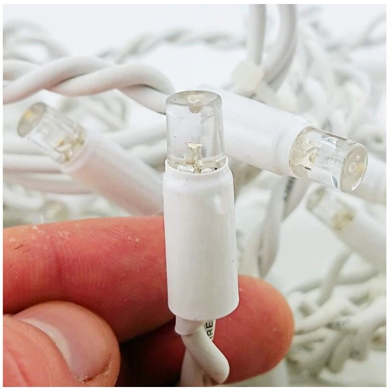 200 LED 8 metrai lempučių lauko girlianda varvekliai su baltu laidu, šaltai baltos spalvos flash