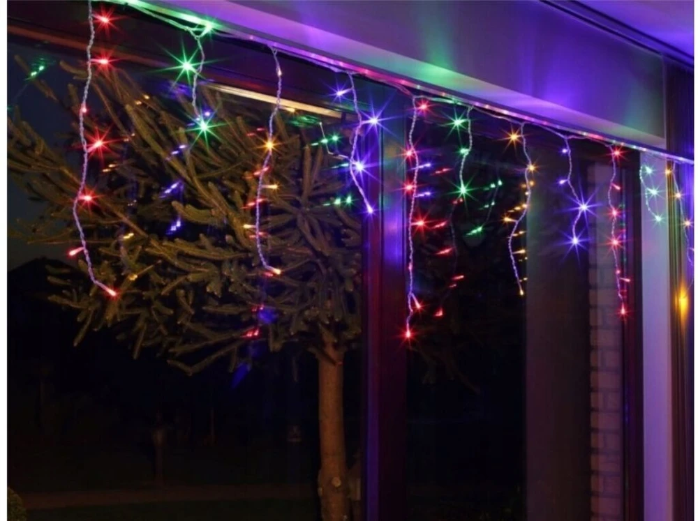 500 LED 25 metrai lempučių lauko girlianda varvekliai su baltu laidu, įvairių spalvų flash