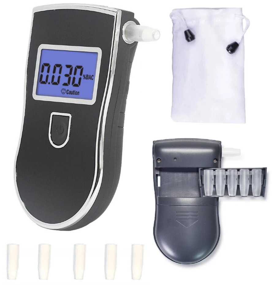 Zenwire Alkotesteris AT-818 su skaitmeniniu LCD ekranu + 5x kandikliai + dėklas