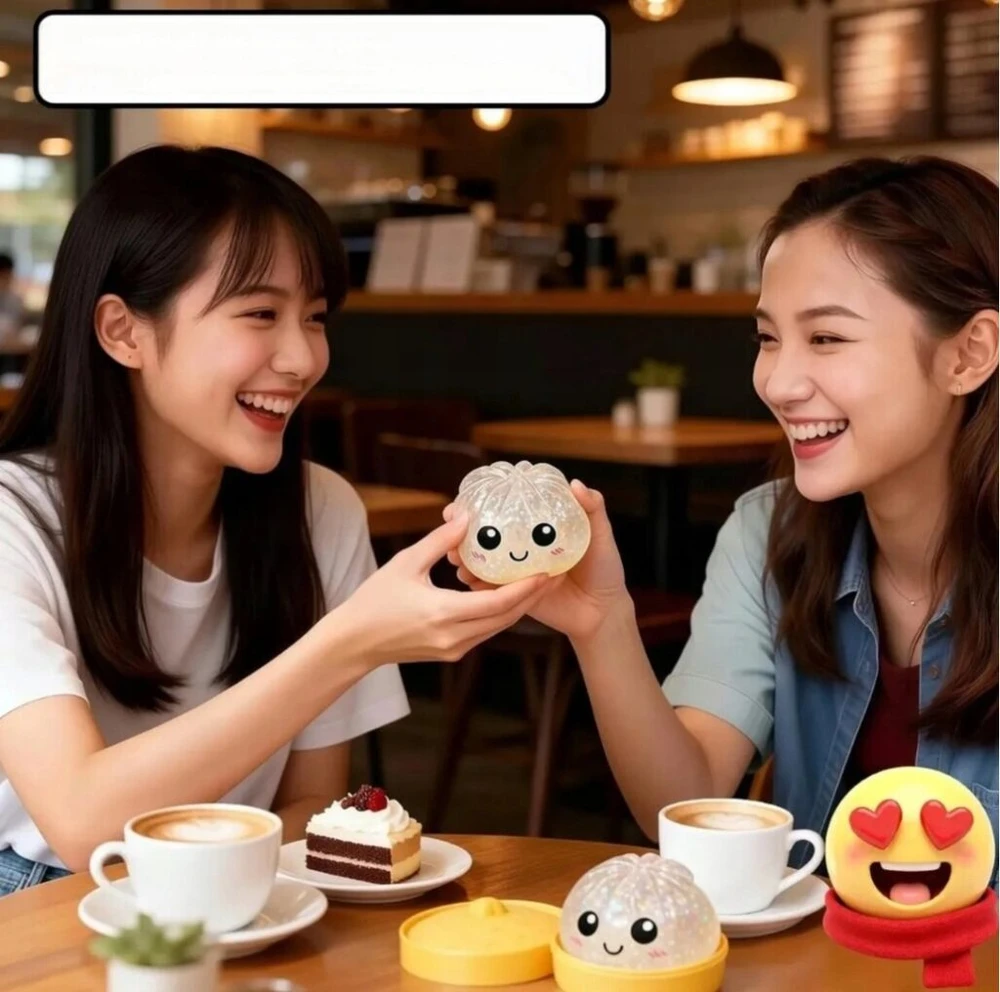 Antistresinis minkštukas „Dumpling Squishy“ su blizgučiais