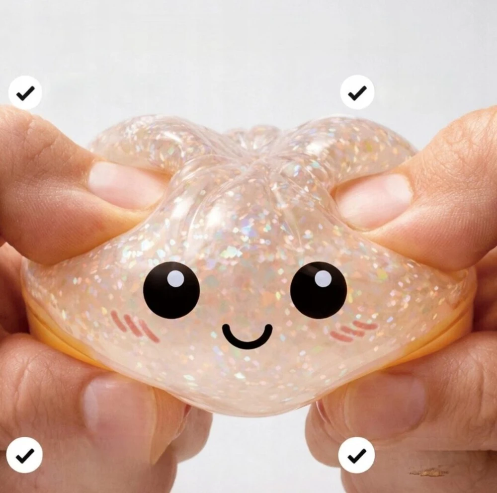 Antistresinis minkštukas „Dumpling Squishy“ su blizgučiais