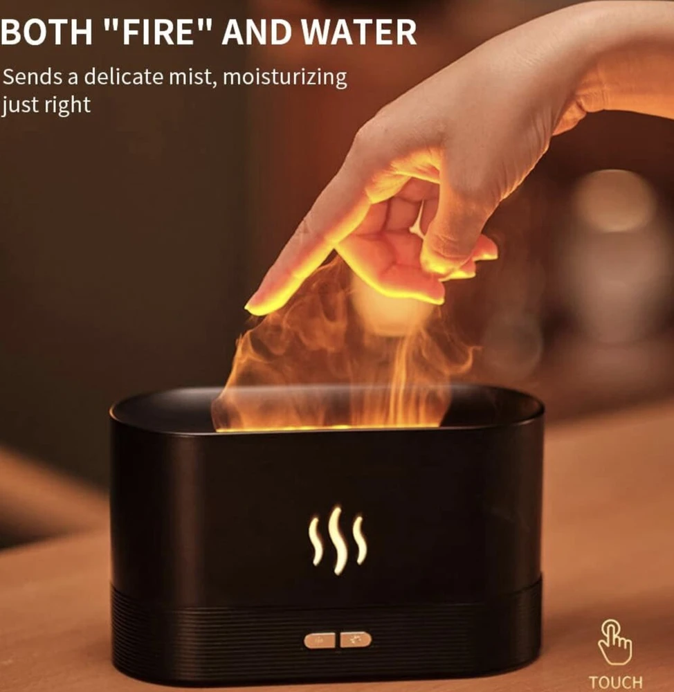 Aroma oro drėkintuvas ugnies imitacija, 4.5 W, spalva: juoda