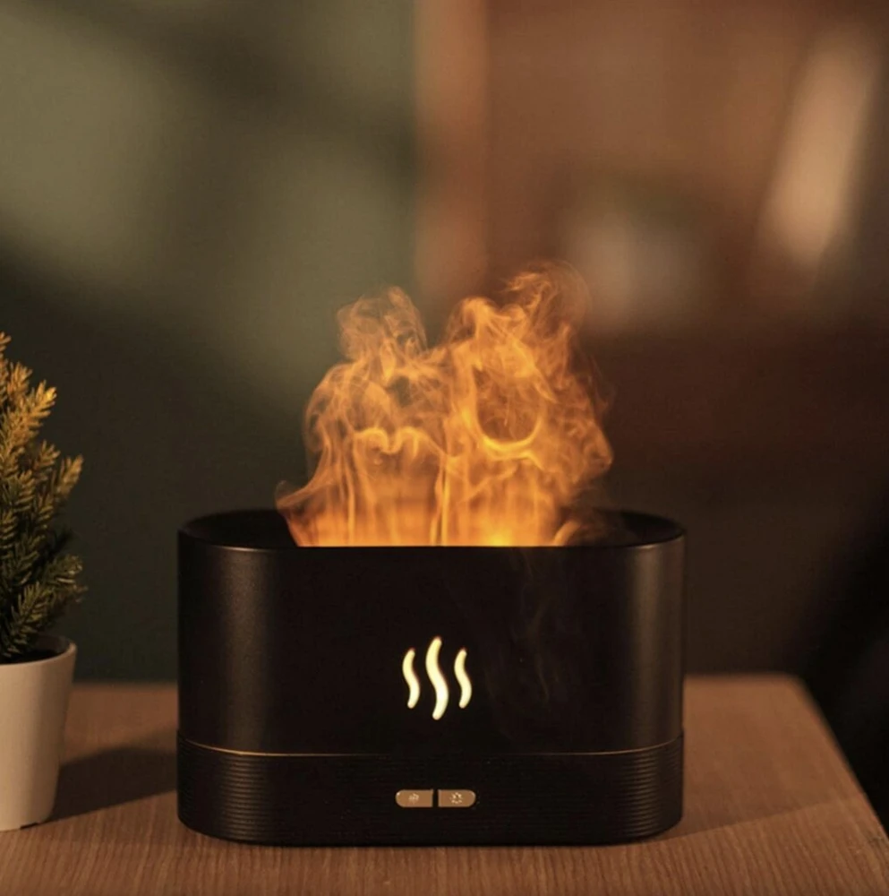 Aroma oro drėkintuvas ugnies imitacija, 4.5 W, spalva: juoda