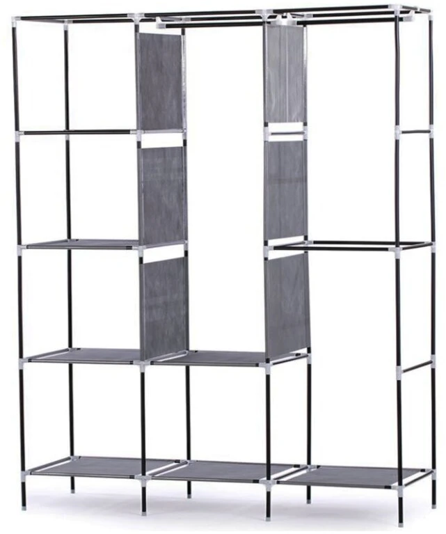 Sulankstoma medžiaginė drabužių spinta 170x130x45cm, pilka