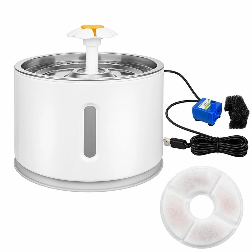 Automatinis vandens fontanas 2,4 l su LED apšvietimu ir USB maitinimu