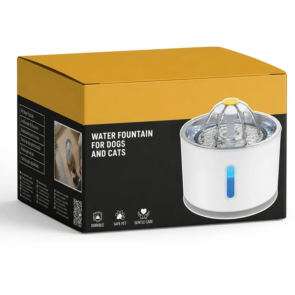 Automatinis vandens fontanas 2,4 l su LED apšvietimu ir USB maitinimu